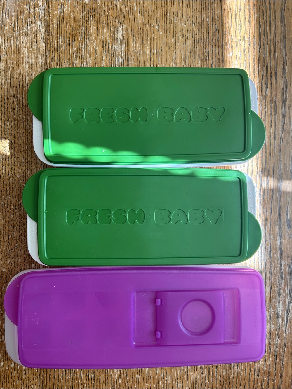Fresh Baby Food Storage Lids - Green & Purple